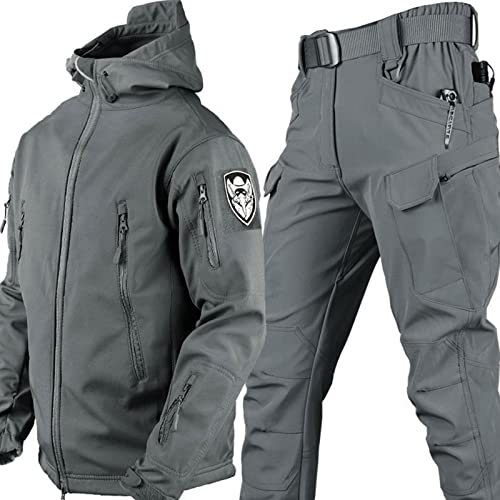 WENNEWU Männer Taktische Uniformen Militärische wasserdichte Armee Kampfanzug Sets Camouflage Softshell Jacke Hosen Jagdkleidung,Grau,3XL WENNEWU Männer Taktische Uniformen Militärische wasserdichte Armee Kampfanzug Sets Camouflage Softshell Jacke Hosen Jagdkleidung,Grau,3XL von WENNEWU