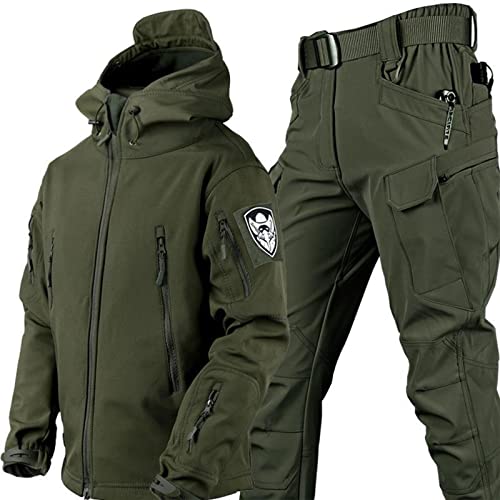 WENNEWU Männer Taktische Uniformen Militärische wasserdichte Armee Kampfanzug Sets Camouflage Softshell Jacke Hosen Jagdkleidung,Grün,L WENNEWU Männer Taktische Uniformen Militärische wasserdichte Armee Kampfanzug Sets Camouflage Softshell Jacke Hosen Jagdkleidung,Grün,L von WENNEWU