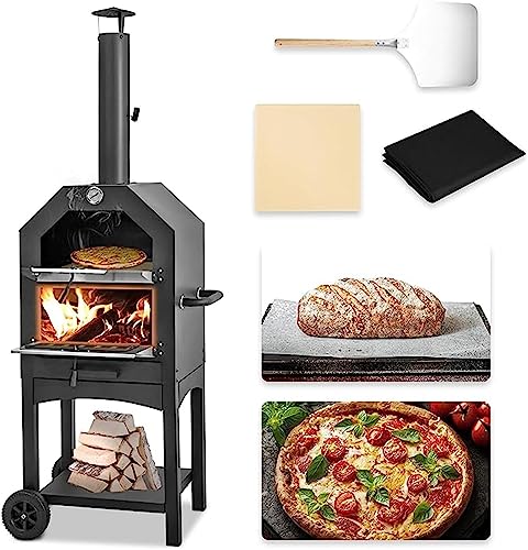 WENNEWU Outdoor -Pizzaofen Holzbossenpizza -Ofen für außerhalb des großen Pizza -Ofens für Terrasse Garten,Schwarz von WENNEWU