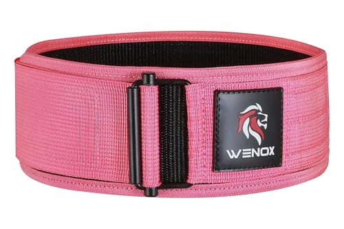 WENOX SPORTS Selbstsichernder Gewichthebergürtel – Premium Gewichthebergürtel für Powerlifting, Bodybuilding, Rosa, Größe L von WENOX SPORTS