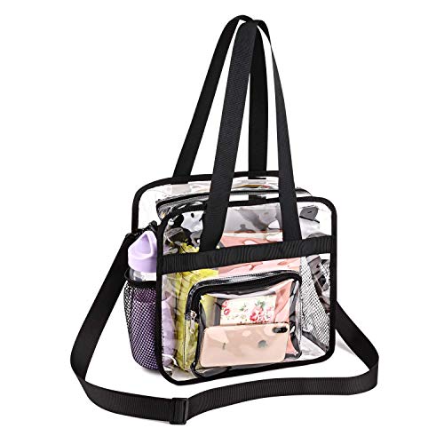 WENTS Bib Bag Tragetasche mit Reißverschlusstaschen Durchsichtige Tragetasche Transparent Kulturtasche PVC Kosmetiktasche mit Schultergurt und Reißverschluss von WENTS