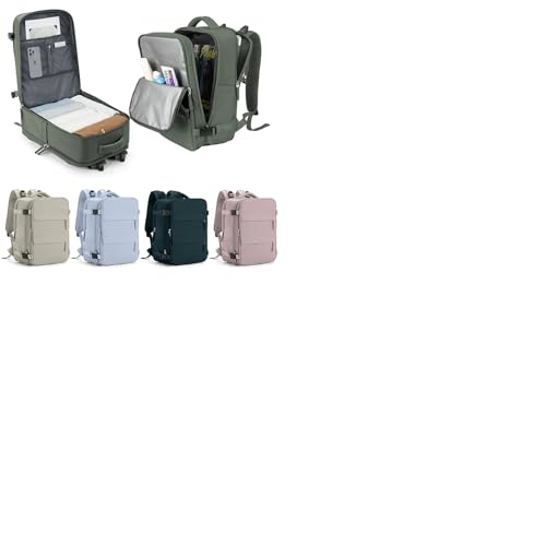 WEPLAN Rucksack für Easyjet 45x36x20 Handgepäck Rucksack Damen Herren Flugzeug Reiserucksack mit Schuhfach für Ryanair Handgepäck 40x20x25 Carry on Luggage Backpack Travel Wasserdichter,Armeegrün L von WEPLAN