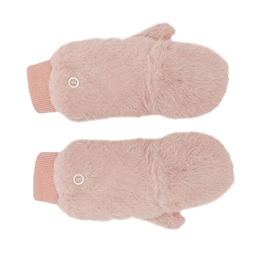 WESIEVYA 1 Paar Flip-Handschuhe Frauen schöne Handschuhe Frauen Handschuhe Winter Fäustlinge thermohandschuhe Thermal Gloves Handschuhe im Flip-Stil Flauschige Fahrradhandschuhe Flaum Rosa von WESIEVYA