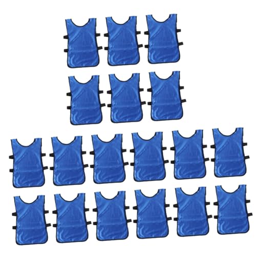 WESIEVYA 18 STK Trainingsweste Fußball Pinnies Tanktops Für Kinder Basketball-Trikots Pinnies Üben Pufferweste Für Kinder Sportpinnies Gedränge Kinder-Tanktops Für Mädchen Kinderweste Blue von WESIEVYA