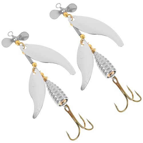 WESIEVYA 2St Köder für einen Angler Fishing Accessories fischen zubehör Bass lockt Flaches Wisking-Werkzeug klemmbausteine Angelausrüstung Angler-Fischerei-Werkzeuge Metall Silver von WESIEVYA