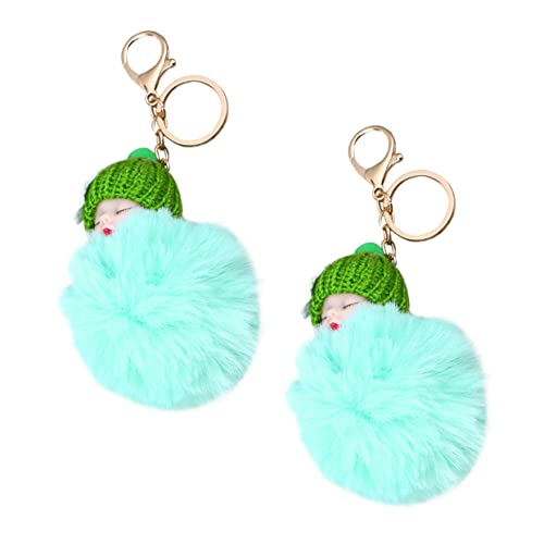 WESIEVYA 2St Schlüsselanhänger cutermesserser geschenketueten Weihnachten spielsachen Toy Pom-Pom-Kugeln basteln Kunstpelz Bommel-Taschen-Anhänger Bezaubernder Taschenanhänger Plüsch Green von WESIEVYA