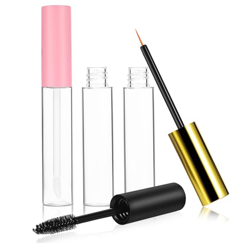 WESIEVYA Leer Mascara Behälter 3 Teiliges Set Mit Leeren Mascara Eyeliner Und Lipgloss Röhrchen Je 10ml DIY Kosmetikbehälter Für Wimpern Eyeliner Und Lippenpflege Mit Applikatoren Perfekt Für Reisen von WESIEVYA