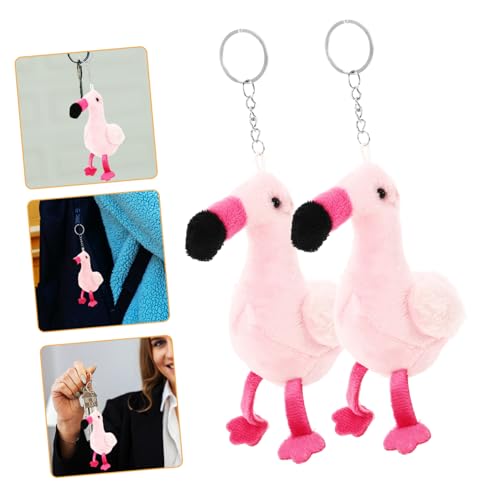 WESIEVYA 4 Stück Flamingo-Anhänger gefüllter Schlüsselanhänger Flauschiger Schlüsselanhänger Kuscheltier Schlüsselanhänger plüsch schlüsselanhänger Schlüsselanhänger-Charm PP Baumwolle von WESIEVYA