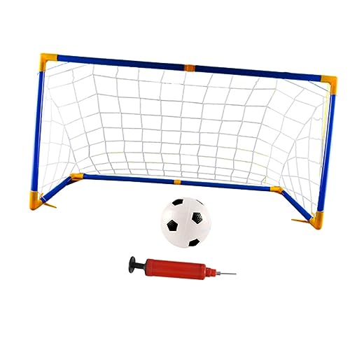 WESIEVYA Tragbare Montage Fußballtore Für Drinnen Und Draußen DIY Fußballnetz Größe S 2 Stück Lange Rohre 4 Stück Kurze Rohre 6 Stück L Förmige Rohre Inkl Fußball Aufblasgerät von WESIEVYA