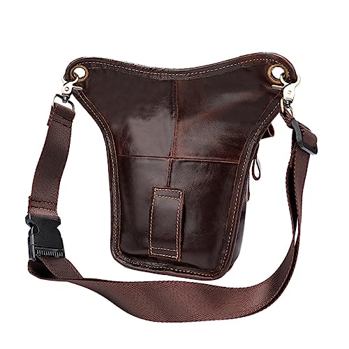 WESIEVYA Vintage Handytasche Aus Rindsleder Herren Hüfttasche Für Outdoor Sport Praktische Bein Tasche Für Freizeit Und Aktivitäten Stilvolle Handtasche Im Retro Look von WESIEVYA