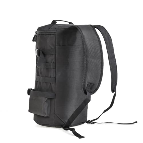 WESIEVYA Zylindrischer Angelrutenhalter Rucksack Für Outdoor Angeln Großes Fassungsvermögen Leichtes Reiseetui Mit Seitentaschen Idealer Organizer Für Angelausrüstung Schwarz von WESIEVYA