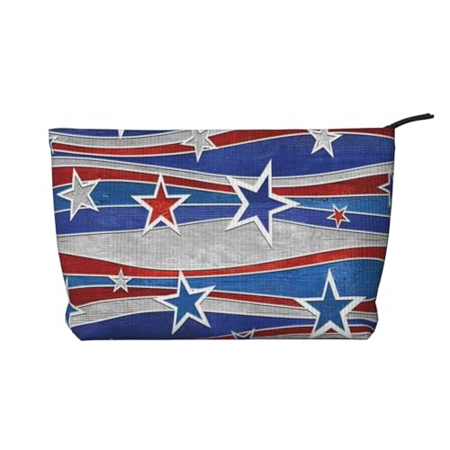 Patriotic Stars Strips Independence Day Make-up-Tasche aus Cord – tragbarer und stilvoller Kosmetik-Organizer für Beauty-Essentials, Reißverschluss, reisefreundlich, Kosmetiktasche, Geschenk für Sie, von WESTCH