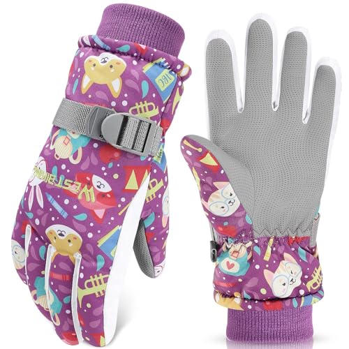 WESTGIRL Kinder Winterhandschuhe Winddicht Warme Skihandschuhe Thermofleece Wasserabweisend Schnee Cartoon kinderhandschuhe Outdoor Snowboarding Radfahren Handschuhe für 3-12 Jungen Mädchen von WESTGIRL