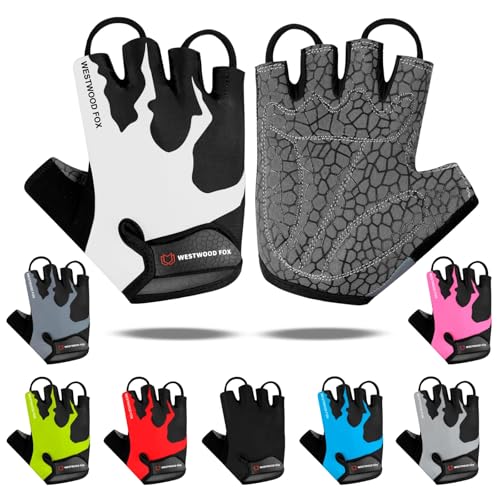 Fahrradhandschuhe, Halbfinger, Unisex, gepolsterte Griffe, Handfläche, Fahrrad, Sommer, Reiten, MTB, Fahrradhandschuhe für Herren und Damen, rutschfest, fingerlos, kurz, Mountainbike, Sport, Wandern, von WESTWOOD FOX