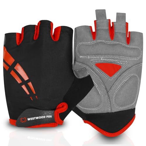 WESTWOOD FOX Fahrradhandschuhe für Herren und Damen Halbfinger-Gel-gepolsterte rutschfeste Mountainbike-Handschuhe atmungsaktive Stoßdämpfung griffige Handfläche WESTWOOD FOX Fahrradhandschuhe für Herren und Damen Halbfinger-Gel-gepolsterte rutschfeste Mountainbike-Handschuhe atmungsaktive Stoßdämpfung griffige Handfläche von WESTWOOD FOX