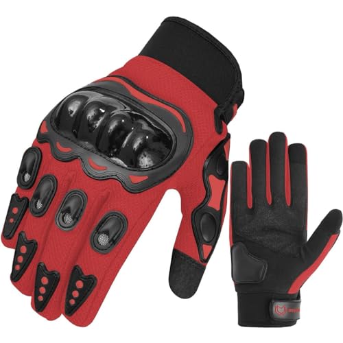 WESTWOOD FOX Motorradhandschuhe Herren Damen, Vollfinger Touchscreen Motorradhandschuhe für BMX MX ATV MTB Reiten, Jagen, Klettern und Outdoor-Sportarten (ROT, 2XL) von WESTWOOD FOX