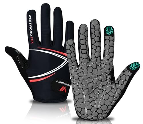 WESTWOOD FOX Vollfinger-Fahrradhandschuhe, gepolstert, rutschfester Touchscreen, stoßdämpfende Mountainbike-Handschuhe für Rennrad, MTB, Rennen, Radfahren und Sporthandschuhe für Männer und Frauen WESTWOOD FOX Vollfinger-Fahrradhandschuhe, gepolstert, rutschfester Touchscreen, stoßdämpfende Mountainbike-Handschuhe für Rennrad, MTB, Rennen, Radfahren und Sporthandschuhe für Männer und Frauen von WESTWOOD FOX