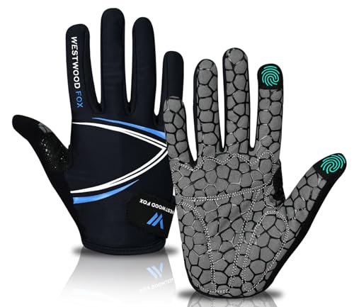 WESTWOOD FOX Vollfinger-Fahrradhandschuhe, gepolstert, rutschfester Touchscreen, stoßdämpfende Mountainbike-Handschuhe für Rennrad, MTB, Straßenrennen, Radfahren und Sporthandschuhe für Damen und WESTWOOD FOX Vollfinger-Fahrradhandschuhe, gepolstert, rutschfester Touchscreen, stoßdämpfende Mountainbike-Handschuhe für Rennrad, MTB, Straßenrennen, Radfahren und Sporthandschuhe für Damen und von WESTWOOD FOX