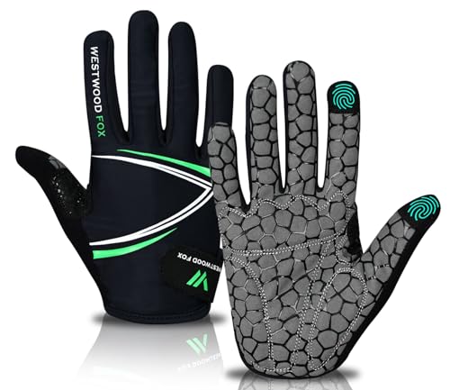 WESTWOOD FOX Vollfinger-Fahrradhandschuhe, gepolstert, rutschfester Touchscreen, stoßdämpfende Mountainbike-Handschuhe für Rennrad, MTB, Straßenrennen, Radfahren und Sporthandschuhe für Männer und WESTWOOD FOX Vollfinger-Fahrradhandschuhe, gepolstert, rutschfester Touchscreen, stoßdämpfende Mountainbike-Handschuhe für Rennrad, MTB, Straßenrennen, Radfahren und Sporthandschuhe für Männer und von WESTWOOD FOX