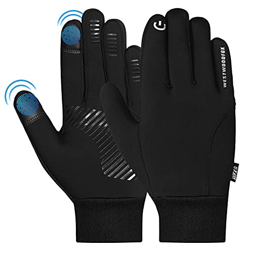 WESTWOOD FOX Winter Fahrradhandschuhe Touchscreen Handschuhe Winddicht Herren Damen Thermo rutschfeste Laufhandschuhe Warmes Fleecefutter für Wandern Fahren Klettern Reiten Skifahren (Schwarz, S) von WESTWOOD FOX