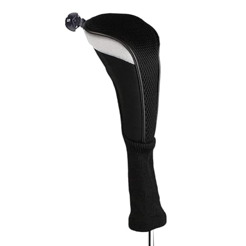 SchläGerkopfhüLlen Golfschlägerkopfbedeckungen for Hölzer und Hybride, Vorteilspackung 1/2, Schützende Kopfbedeckungen mit austauschbaren Nummernschildern Golf SchläGerhauben(1 Pack-Black) von WEbjay