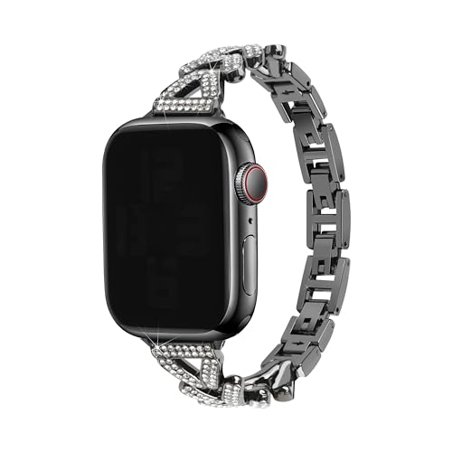 Band Kompatibel mit Apple Watch Serie 3 42mm Bling, Diamond Edelstahlarmband, Metall Bracelet Armbänder Kompatibel mit iWatch 42mm 44mm 45mm Ultra/Ultra2 49mm Serie SE/9/8/7/6/5/4/3/2/1, Uhrenarmband Band Kompatibel mit Apple Watch Serie 3 42mm Bling, Diamond Edelstahlarmband, Metall Bracelet Armbänder Kompatibel mit iWatch 42mm 44mm 45mm Ultra/Ultra2 49mm Serie SE/9/8/7/6/5/4/3/2/1, Uhrenarmband von WFCKPQF