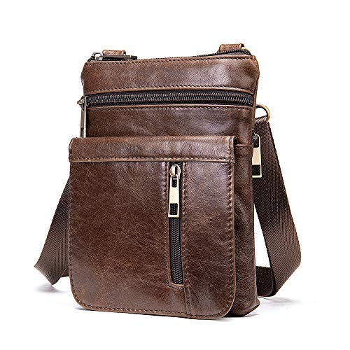 Herren Leder Handy Umhängetaschen, Messenger Casual Business Handtasche Männer, Kleine Leder Schultertasche Brieftasche Crossbody Bag Handyholster zum Umhängen Herrentasche mit Verstellbarem Riemen Herren Leder Handy Umhängetaschen, Messenger Casual Business Handtasche Männer, Kleine Leder Schultertasche Brieftasche Crossbody Bag Handyholster zum Umhängen Herrentasche mit Verstellbarem Riemen von WFCKPQF