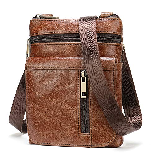 Leder Umhängetasche Herren, Retro Handy Ledertaschen, Kleine PU Leder Schultertasche Kuriertasche Outdoor Handytasche Herren Crossbody Tasche Smartphone Messenger Bag für Business Büro Arbeit, Braun Leder Umhängetasche Herren, Retro Handy Ledertaschen, Kleine PU Leder Schultertasche Kuriertasche Outdoor Handytasche Herren Crossbody Tasche Smartphone Messenger Bag für Business Büro Arbeit, Braun von WFCKPQF