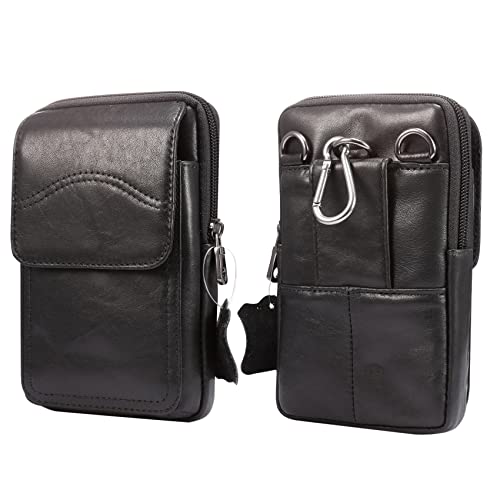 Handy Umhängetasche Herren Leder Schwarz, Weiche Leder Schultertasche Klein, Geschäft Gürteltasche Herrentasche Messenger Bag Hndy Crossbody Schultasche Handtasche Geldbörse mit Magnetischer von WFCKPQF