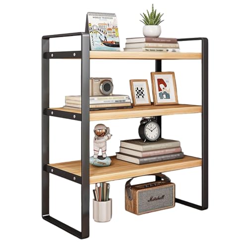 Desk Hutch 2-stöckige, freistehende Regale, Arbeitsplatten-Bücherregal, Aufbewahrungsregal für Zuhause, Büro, Wohnheim – Schreibtisch-Organizer und Aufbewahrungsdisplay für Bücher und Zeitschriften von WFRUEDWC