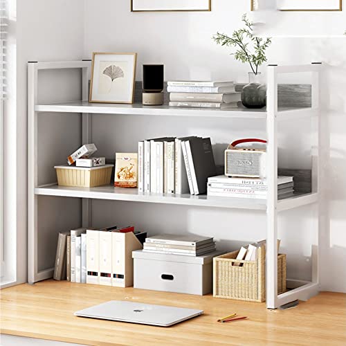 Einfaches Desktop-Regal – 3-stufiges schmiedeeisernes Desktop-Bücherregal, industrielles Windschlafzimmer-Aufbewahrungsregal, Computertisch-Desktop-Bücherregal, Wohnzimmer-Multifunktionsständer von WFRUEDWC