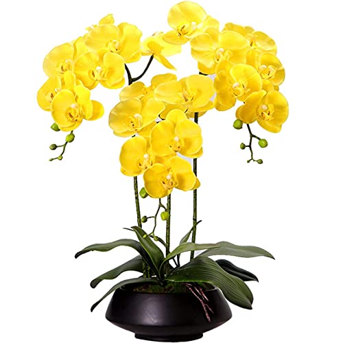 Künstliches Blumenset, Schmetterlingsorchideen-Blumen, künstliche Arrangements mit Vase, Kunst-PU-Phalaenopsis-Bonsai für Hochzeitsfeiern, Heimdekoration, Terrassendekoration, schöne künstliche von WFRUEDWC