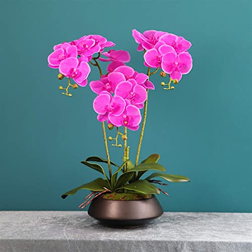 Künstliches Blumenset, Schmetterlingsorchideen-Blumen, künstliche Arrangements mit Vase, Kunst-PU-Phalaenopsis-Bonsai für Hochzeitsfeiern, Heimdekoration, Terrassendekoration, schöne künstliche von WFRUEDWC