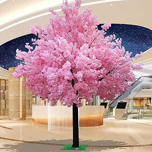 Runde, dichte künstliche Kirschblütenbäume, wunderschöne rosa künstliche Sakura-Blüten für drinnen und draußen, für das Homeoffice, Simulationsblumen, Grünpflanzen, Stiele aus echtem Holz, Rosa, 1 x von WFRUEDWC
