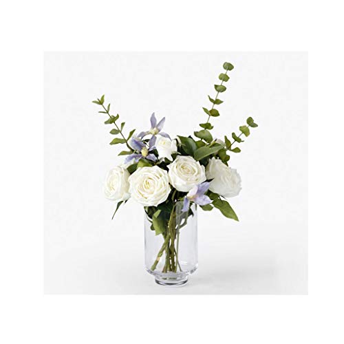 WFRUEDWC Dekor Künstliche Blumen mit Vase, Künstlicher Blumenstrauß, Künstliche Blumen, Leichtes Luxus-Blumenarrangement, Dekorativer Feuchtigkeitsspendender Rosenstrauß, Wohnzimmerdekoration, von WFRUEDWC