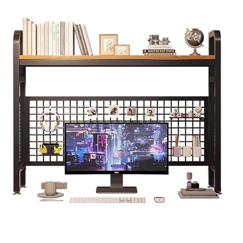 WFRUEDWC Desktop-Bücherregal/Bücherregal – Desktop-Regal, Büro-Desktop-Organizer mit perforiertem Brett, freistehendes Lagerregal, Metall-Desktop-Ständer für das Wohnzimmer von WFRUEDWC