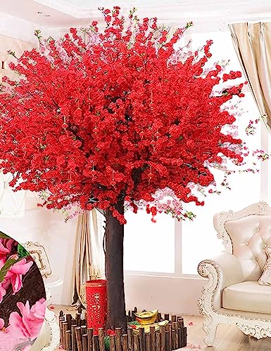 WFRUEDWC Künstlicher Kirschblütenbaum, Sakura-Baum-Dekor, Wunschbaum für Hochzeitsveranstaltungen, Indoor- und Outdoor-Partys, rot, 1 m/3,3 ft Dekoration von WFRUEDWC