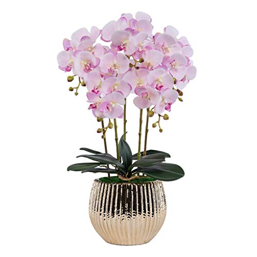 WFRUEDWC Kunstblumen Set, Kunstblumen mit Übertopf Große Phalaenopsis Künstliche Orchidee in Vase Gefälschte Blume für Wohnzimmer Arrangements Dekoration Schöne Kunstblumen und Vasen (A) von WFRUEDWC