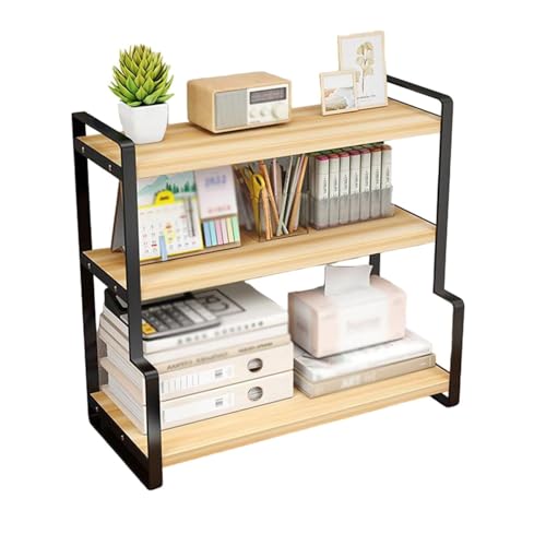 WFRUEDWC Regal Bücherregal Holz Desktop-Bücherregal, kleines Bücherregal Schreibtischbedarf Organizer, Tisch-Stehlagerregal Free Style Display Einfaches Standregal für Home Office Wohnheim von WFRUEDWC