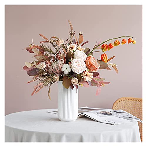 WFRUEDWC Rosen-Blumenstrauß aus Kunststoff, Set mit künstlichen Blumen und Vasen, verwendet als Schreibtischdekoration für Zuhause, Hochzeiten, Hotels (Farbe: A) (G) (A) Hallo von WFRUEDWC