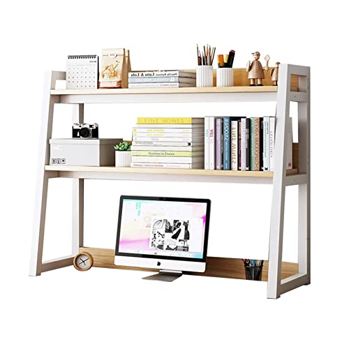 WFRUEDWC Schreibtisch-Organizer-Regal, 2-stufiges Schreibtisch-Bücherregal für Computer-Schreibtische, Leiter-Arbeitsplatten-Ständer mit Stahlrahmen, Bücherregal-Organizer-Regal, von WFRUEDWC