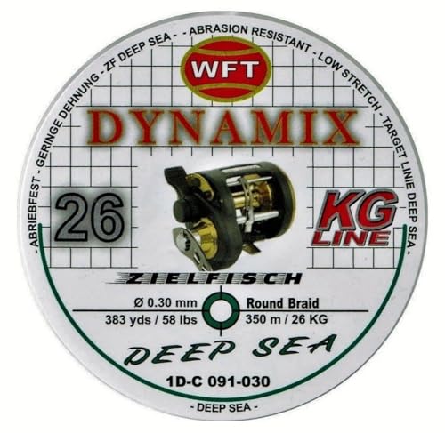WFT Dynamix Round Deep Sea grün 350m 0,30mm 26kg geflochtene Schnur, geflochtene Schnur zum Meeresangeln, Meeresschnur für Tiefsee, Schnur für Multirolle von WFT