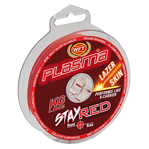 WFT Plasma Stay Red Lazer Skin 150m - Geflochtene Angelschnur zum Spinnfischen & Meeresangeln, Geflechtschnur, Schnur zum Angeln, Durchmesser/Tragkraft:0.10mm / 12kg Tragkraft von WFT