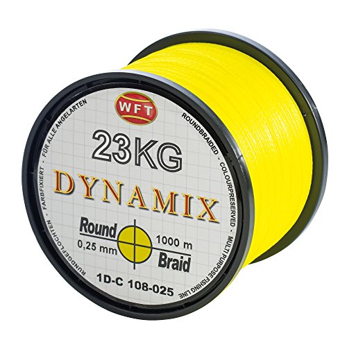 WFT Round Dynamix 1000m geflochtene Angelschnur, Durchmesser:0.10mm, Farbe:Gelb von WFT