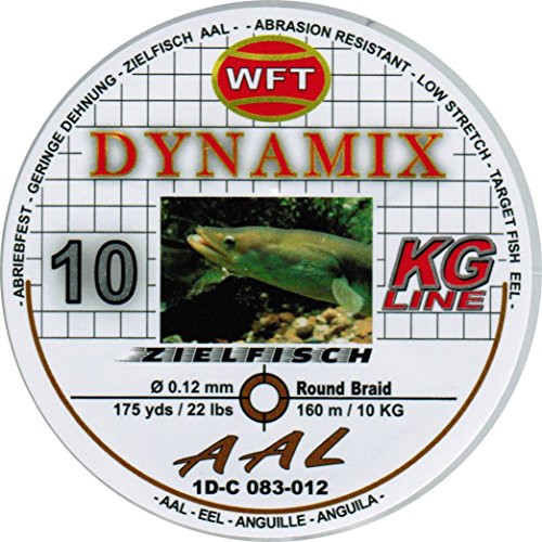 WFT Round Dynamix Aal braun 160m, geflochtene Schnur fürs Aalangeln, Raubfischschnur, braune Angelschnur, Aalschnur, Durchmesser/Tragkraft:0.12mm / 10kg Tragkraft von WFT