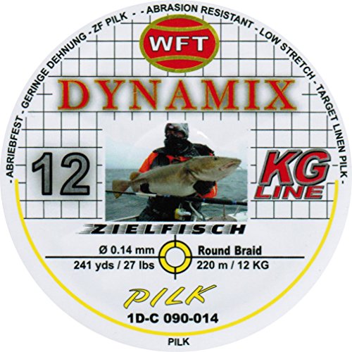 WFT Round Dynamix Pilk Yellow 220m, geflochtene Schnur zum Meeresangeln, Angelschnur für Norwegen, Durchmesser/Tragkraft:0.14mm / 12kg Tragkraft von WFT