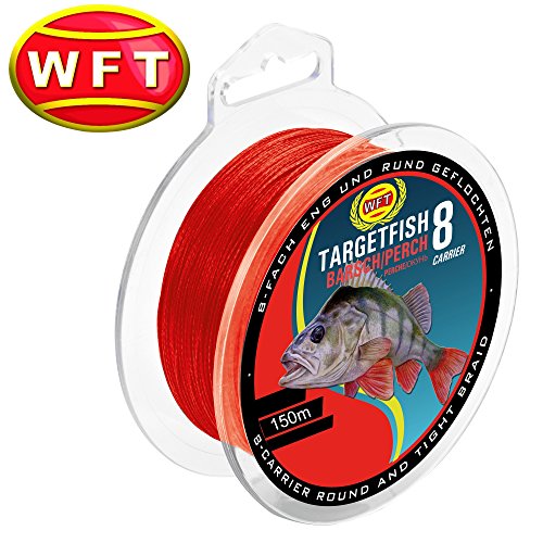 WFT TF8 Barsch red 150m - Barschschnur zum Spinnfischen, geflochtene Angelschnur zum Barschangeln, Schnur für Barsche, Durchmesser/Tragkraft:0.08mm / 5kg Tragkraft von WFT