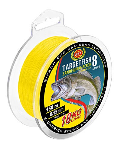 WFT TF8 Zander Yellow 150m - Angelschnur zum Zanderangeln, geflochtene Schnur, Zanderschnur zum Spinnfischen, Durchmesser/Tragkraft:0.12mm / 8kg Tragkraft von WFT
