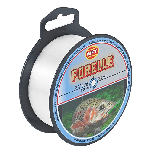 WFT Zielfisch Forelle 500m Clear - Angelschnur zum Forellenangeln, Monofilschnur für Forellen, Forellenschnur zum Angeln, Schnur, Durchmesser/Tragkraft:0.18mm / 2.9kg Tragkraft WFT Zielfisch Forelle 500m Clear - Angelschnur zum Forellenangeln, Monofilschnur für Forellen, Forellenschnur zum Angeln, Schnur, Durchmesser/Tragkraft:0.18mm / 2.9kg Tragkraft von WFT