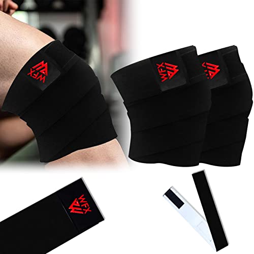 Kniebandagen für Gewichtheben, strapazierfähig, Ellenbogenstütze, Fitnessstudio, Workout, Bein, Kniestütze, Schutz, Bodybuilding, Krafttraining, elastische Bandage (schwarz) von WFX